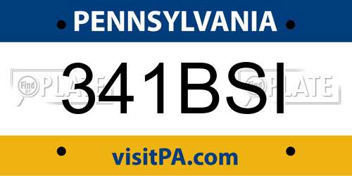 341BSI Pennsylvania License Plate