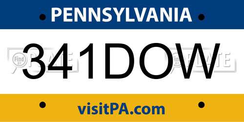 341DOW Pennsylvania License Plate