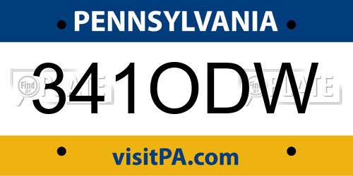 341ODW Pennsylvania License Plate