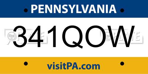 341QOW Pennsylvania License Plate