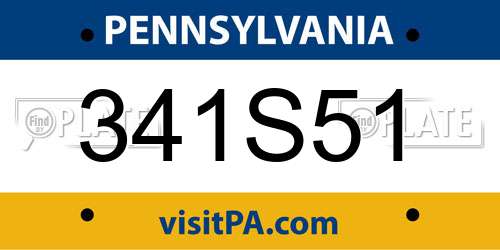 341S51 Pennsylvania License Plate