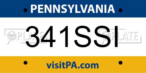 341SSI Pennsylvania License Plate