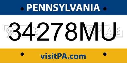 34278MU Pennsylvania License Plate