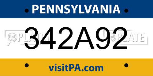 342A92 Pennsylvania License Plate