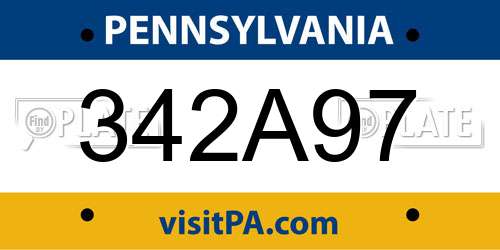 342A97 Pennsylvania License Plate