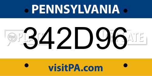 342D96 Pennsylvania License Plate