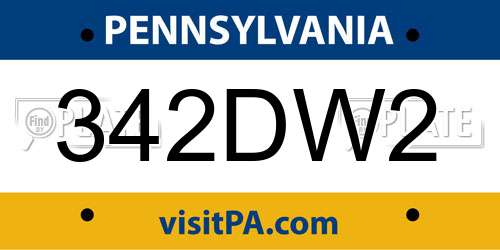 342DW2 Pennsylvania License Plate