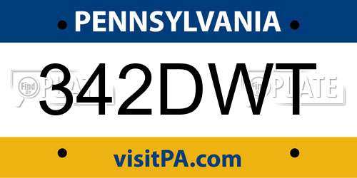 342DWT Pennsylvania License Plate