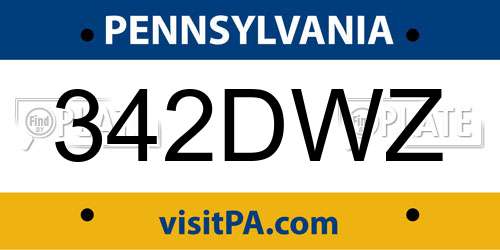 342DWZ Pennsylvania License Plate