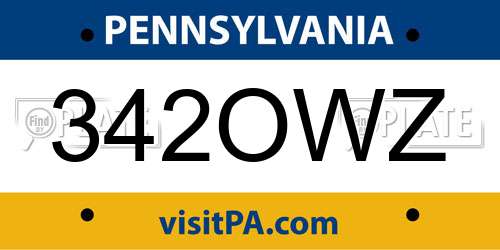 342OWZ Pennsylvania License Plate