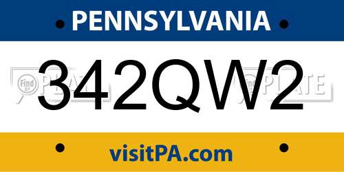 342QW2 Pennsylvania License Plate