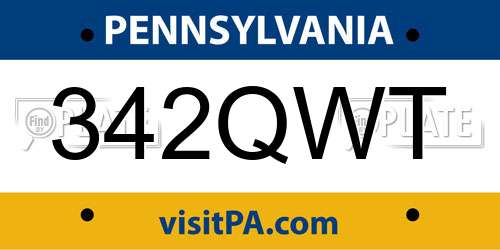 342QWT Pennsylvania License Plate