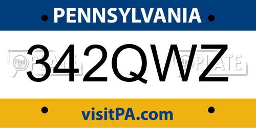 342QWZ Pennsylvania License Plate