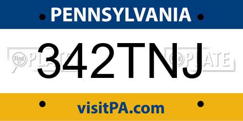 342TNJ Pennsylvania License Plate