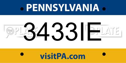 3433IE Pennsylvania License Plate