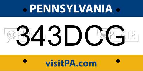 343DCG Pennsylvania License Plate