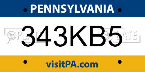 343KB5 Pennsylvania License Plate