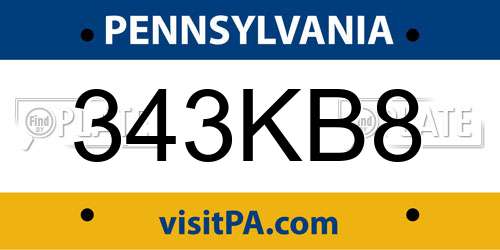 343KB8 Pennsylvania License Plate