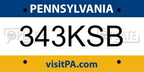 343KSB Pennsylvania License Plate