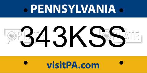 343KSS Pennsylvania License Plate