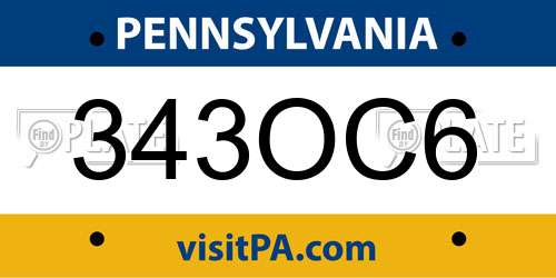 343OC6 Pennsylvania License Plate
