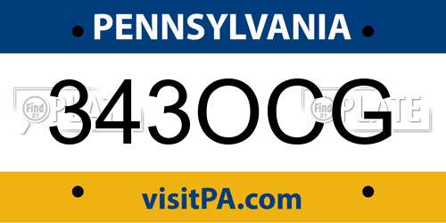 343OCG Pennsylvania License Plate