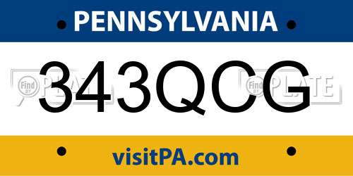 343QCG Pennsylvania License Plate