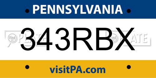 343RBX Pennsylvania License Plate