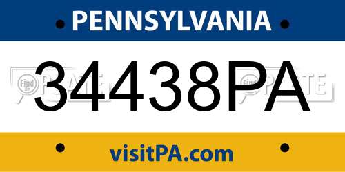 34438PA Pennsylvania License Plate