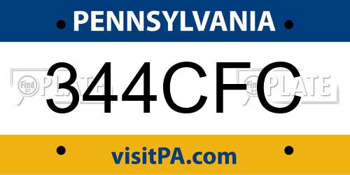 344CFC Pennsylvania License Plate