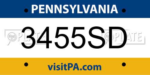 3455SD Pennsylvania License Plate