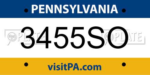 3455SO Pennsylvania License Plate