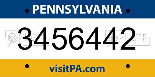 3456442 Pennsylvania License Plate