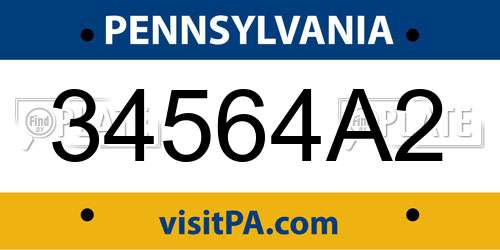 34564A2 Pennsylvania License Plate