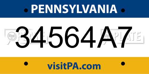34564A7 Pennsylvania License Plate