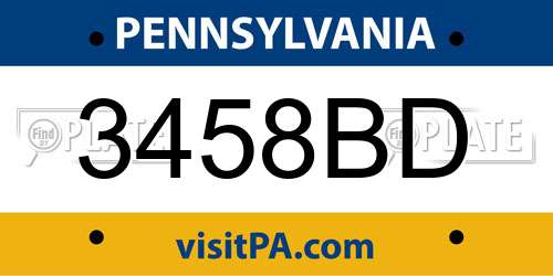 3458BD Pennsylvania License Plate