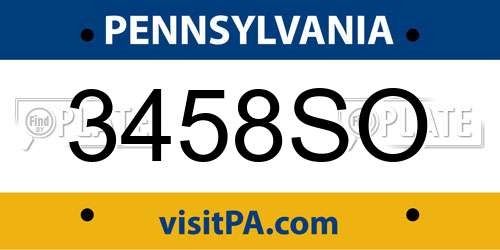 3458SO Pennsylvania License Plate