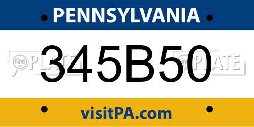345B50 Pennsylvania License Plate