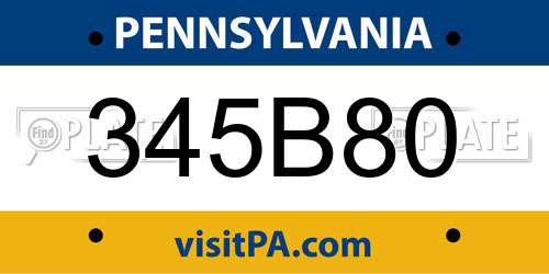 345B80 Pennsylvania License Plate