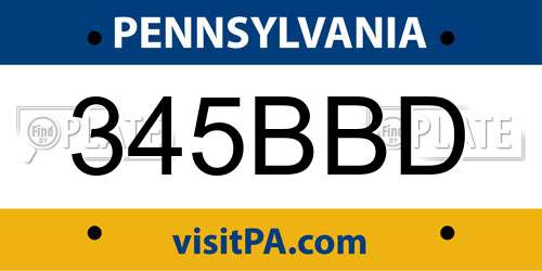 345BBD Pennsylvania License Plate
