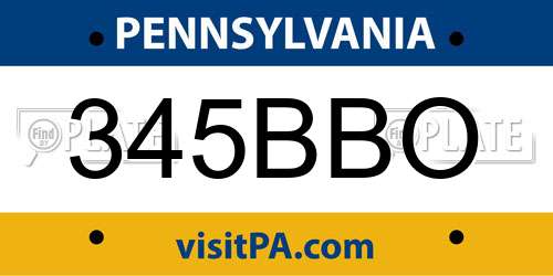 345BBO Pennsylvania License Plate