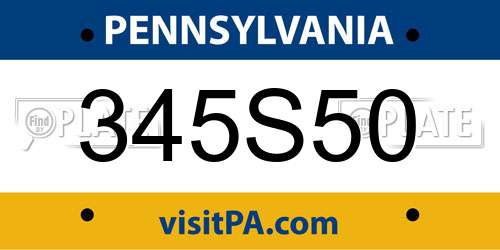 345S50 Pennsylvania License Plate