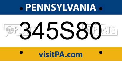 345S80 Pennsylvania License Plate