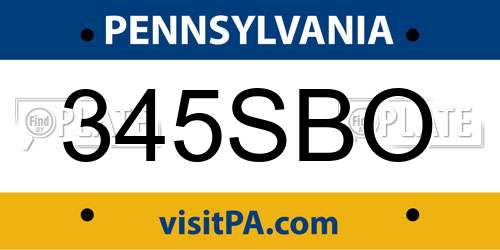 345SBO Pennsylvania License Plate
