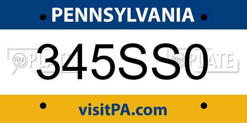 345SS0 Pennsylvania License Plate