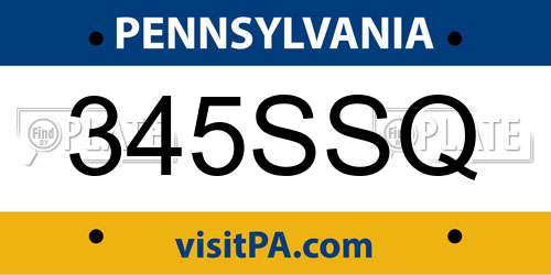 345SSQ Pennsylvania License Plate