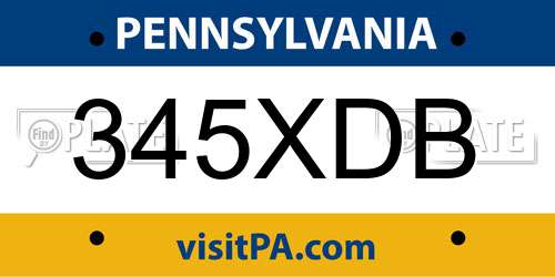 345XDB Pennsylvania License Plate
