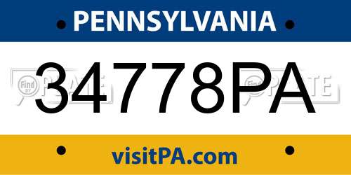 34778PA Pennsylvania License Plate