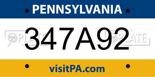 347A92 Pennsylvania License Plate