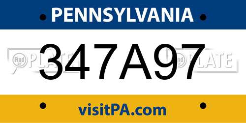347A97 Pennsylvania License Plate